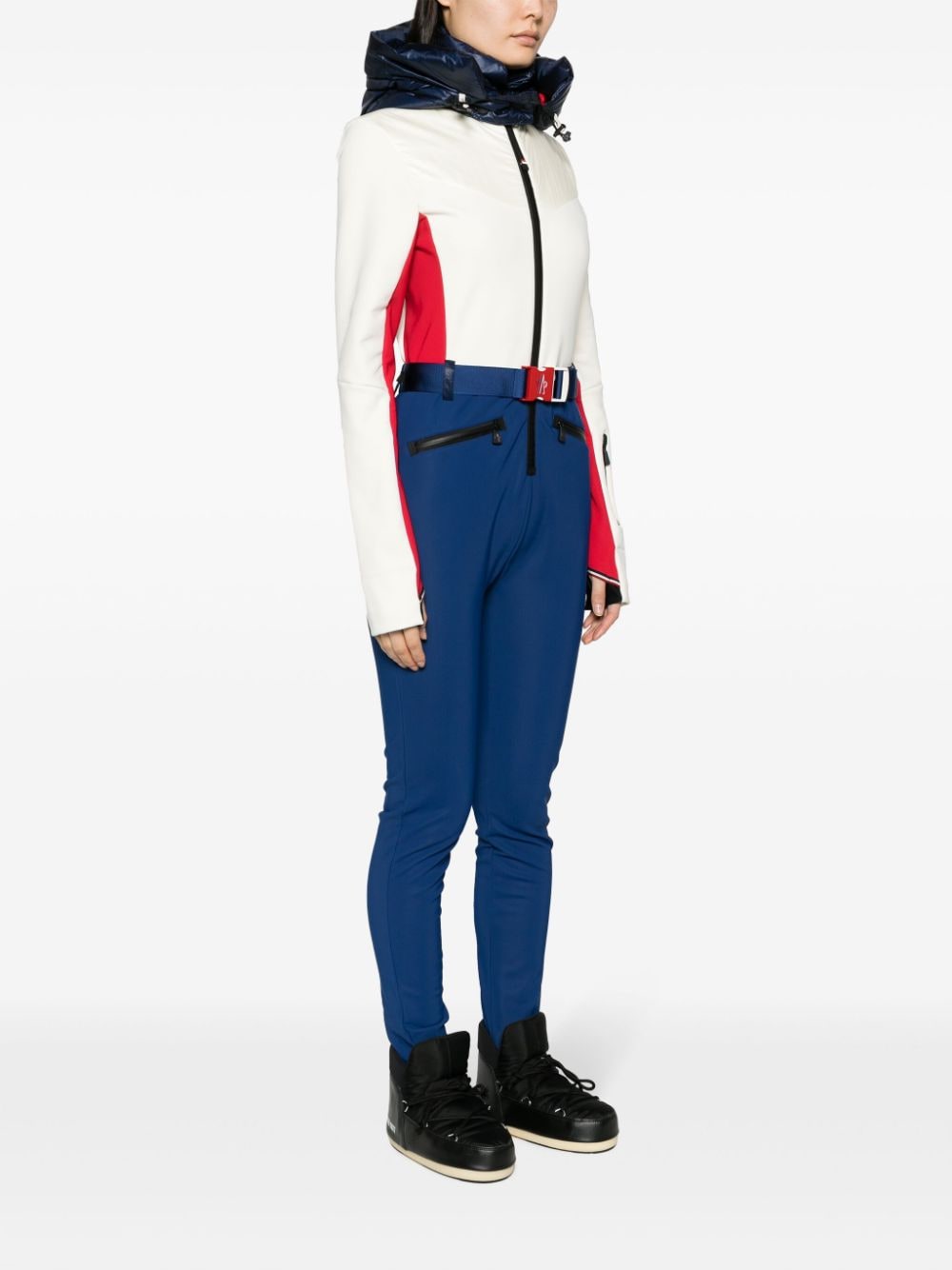 Shop Moncler Hooded Ski Suit In Blue