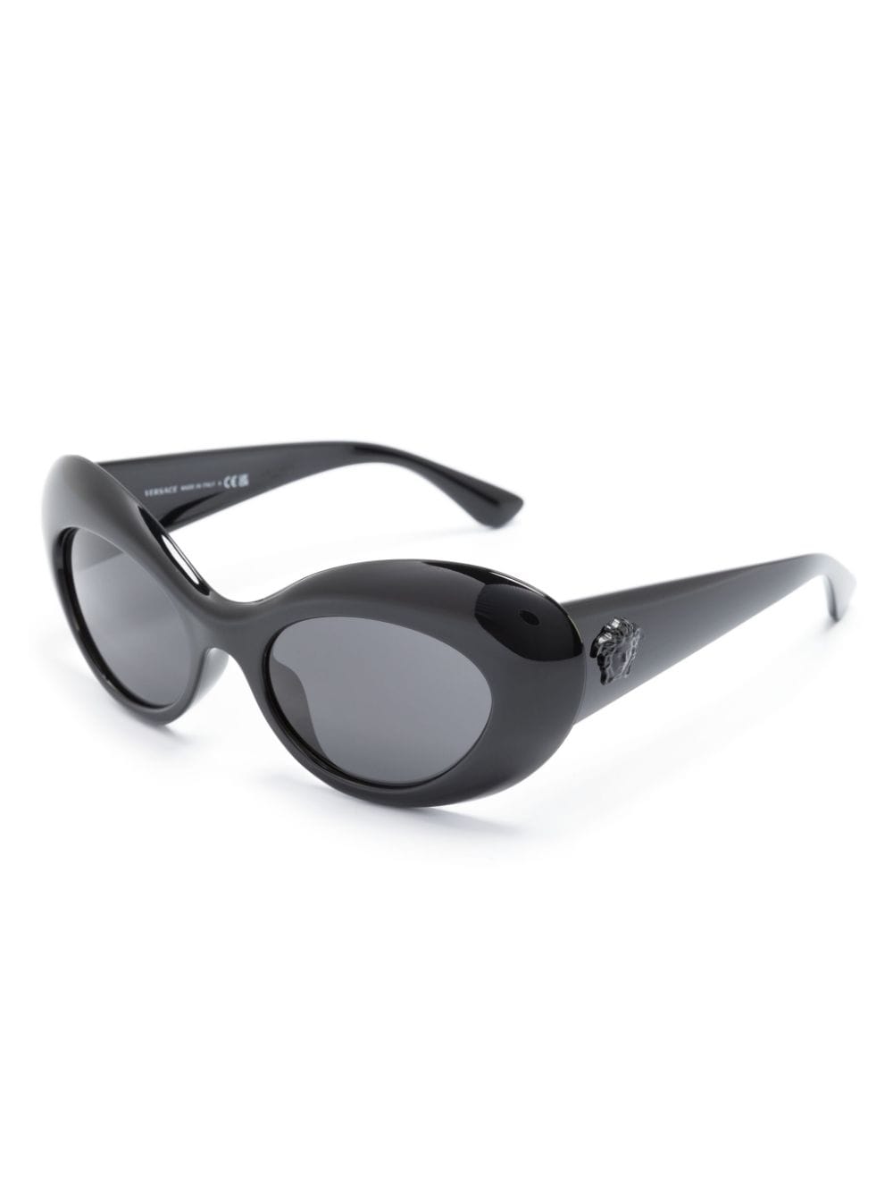 Shop Versace La Medusa Oval-frame Sunglasses In Black