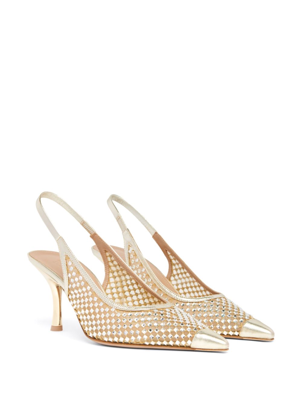 Malone Souliers Vesper 70mm crystal-embellished slingback pumps - Gold