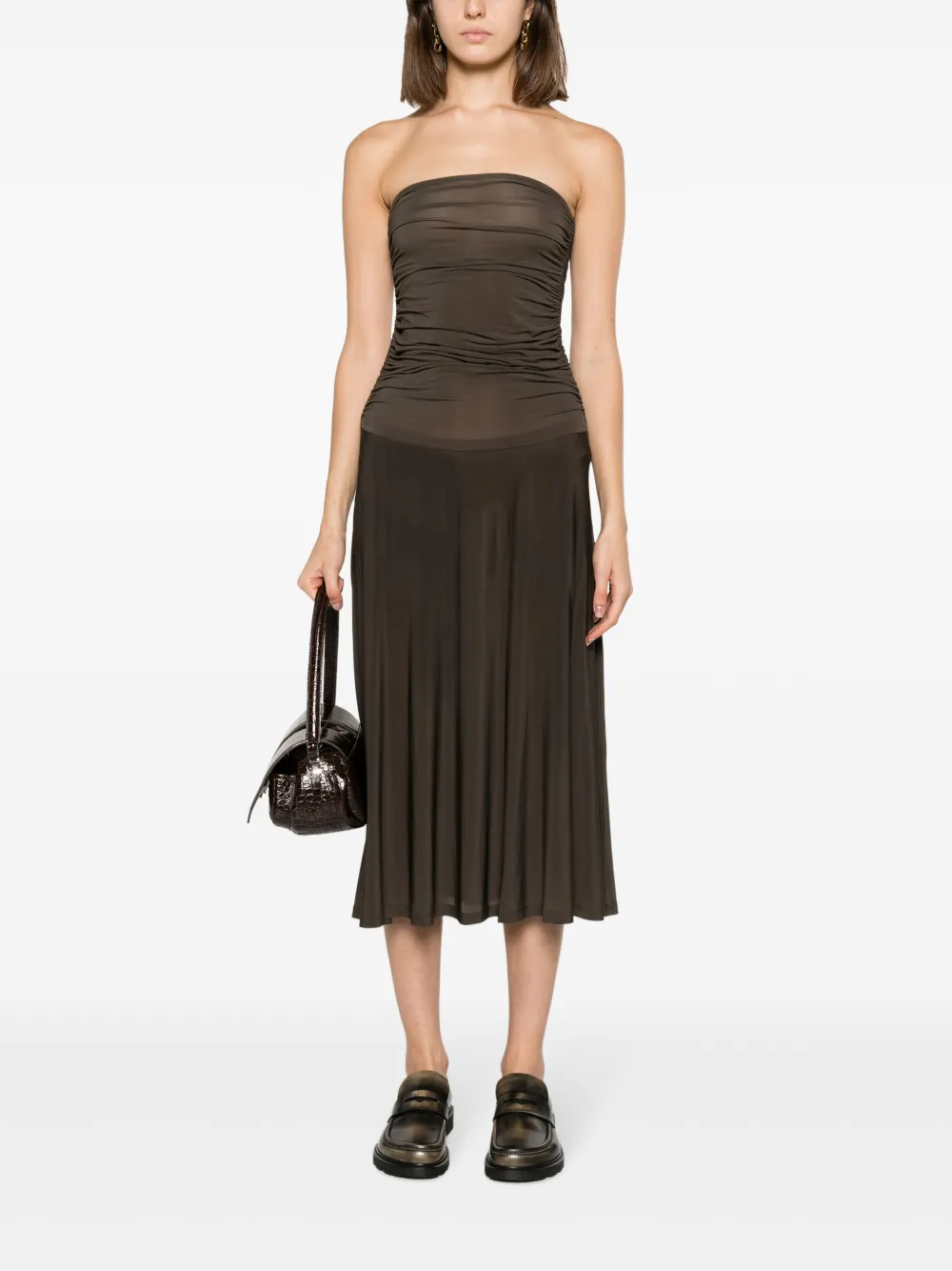 Paloma Wool Strapless midi-jurk - Bruin