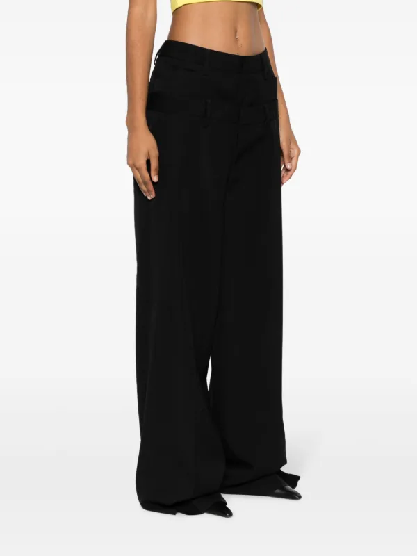パンツ DSQUARED2 Woman Pants Black S80LA0073S30564 900 DSQUARED2 Layered wide-leg virgin-wool Trousers | Black