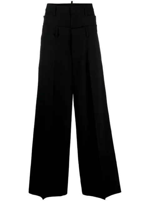 Dsquared2 layered wide-leg virgin-wool trousers