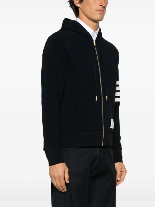 Thom Browne logo-patch zip-up Hoodie | Blue | FARFETCH