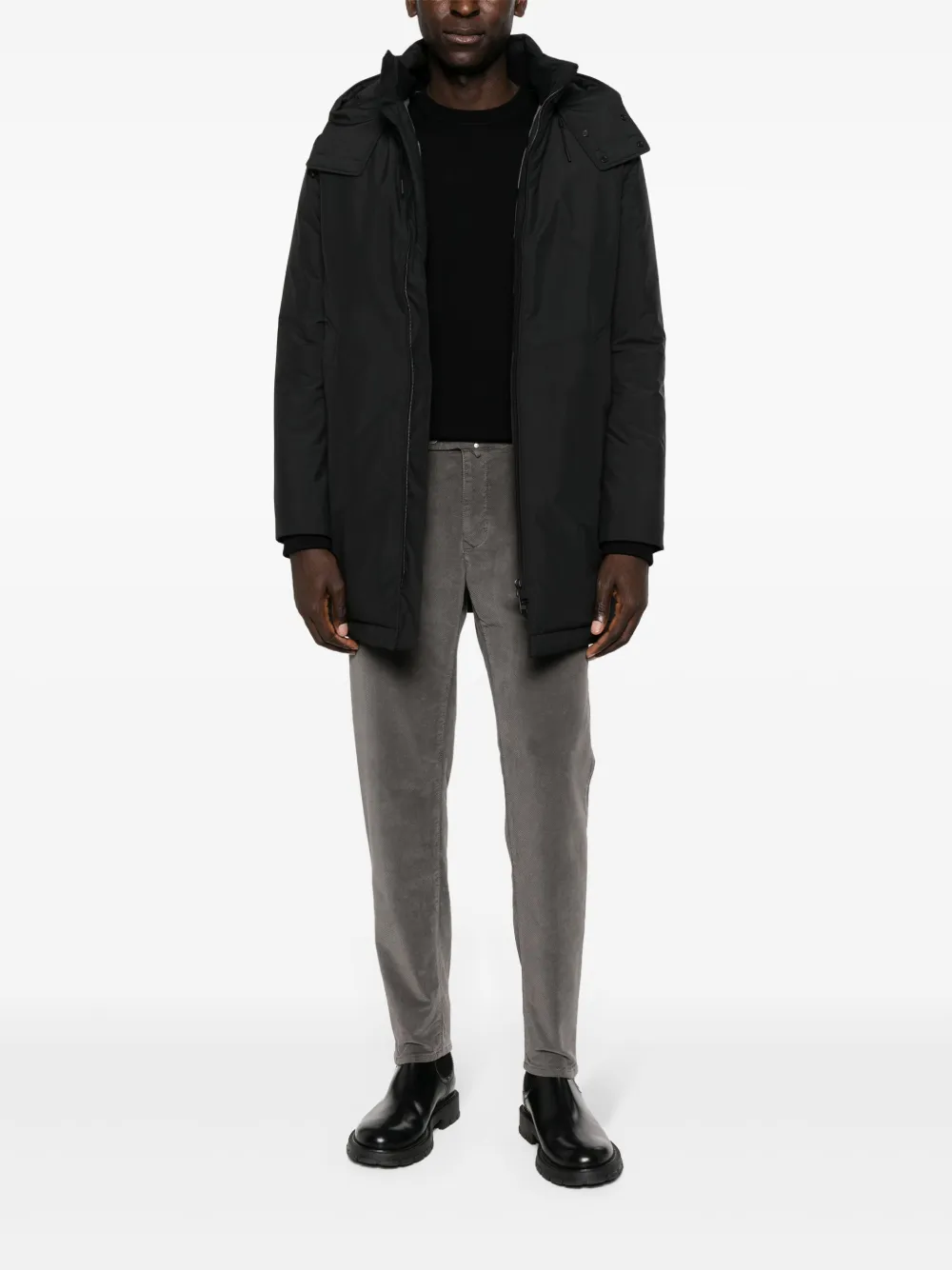 Zegna zip-up hooded parka - Zwart
