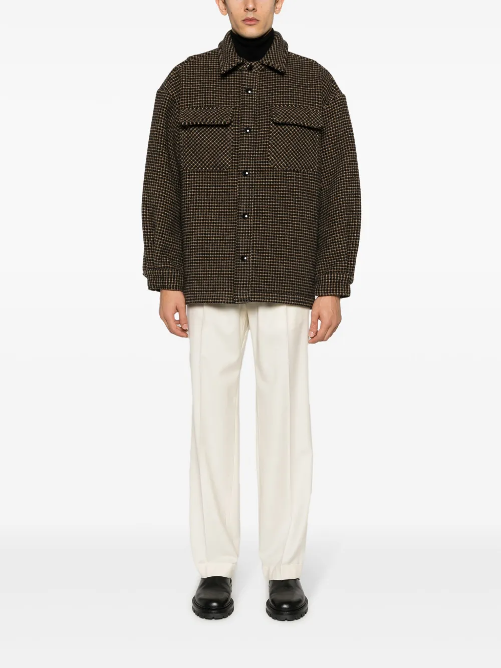 Laneus check-pattern virgin wool jacket - Zwart