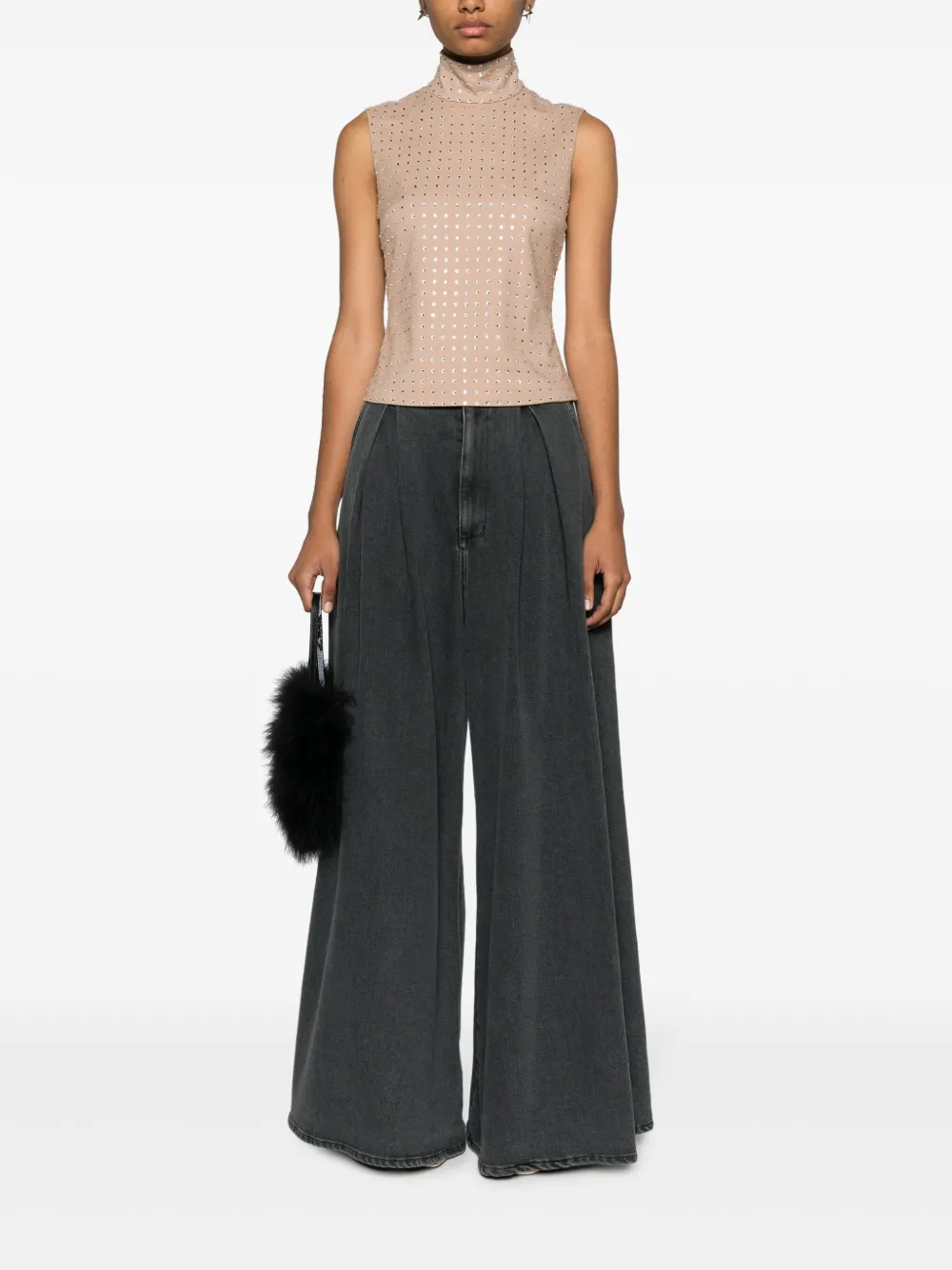 Giuseppe Di Morabito pleat-detail wide-leg jeans - Zwart