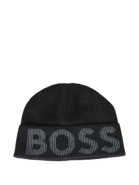 BOSS logo-print beanie