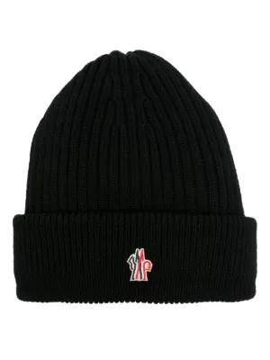 【送料&関税込】Moncler Grenoble Beanie Hat With Logo Moncler Grenoble logo-embroidered Padded Wool Beanie | Brown