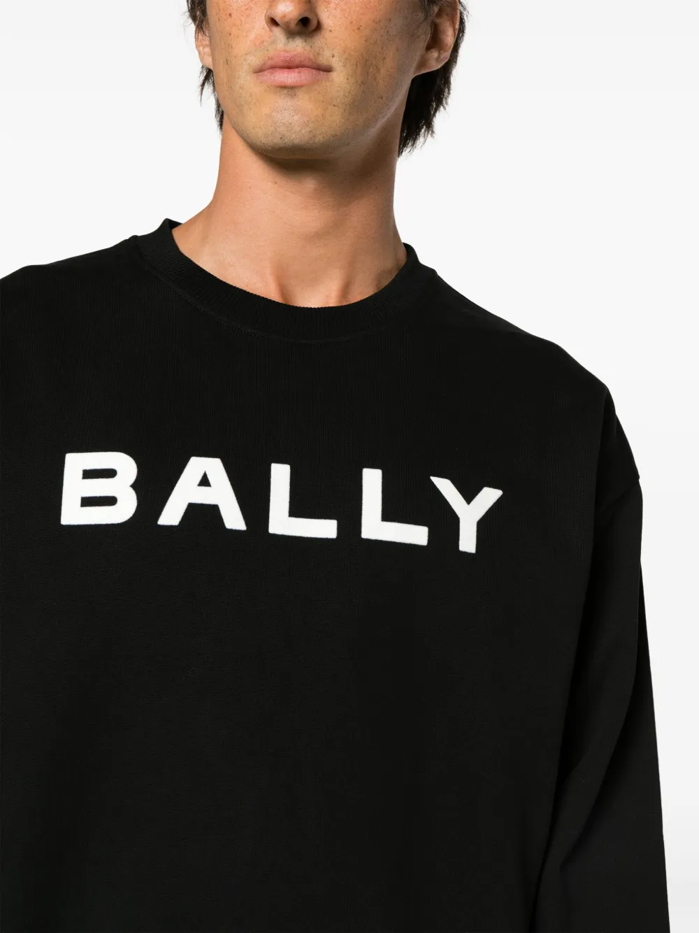 Shop Bally Logo-print Cotton Sweatshirt In Black