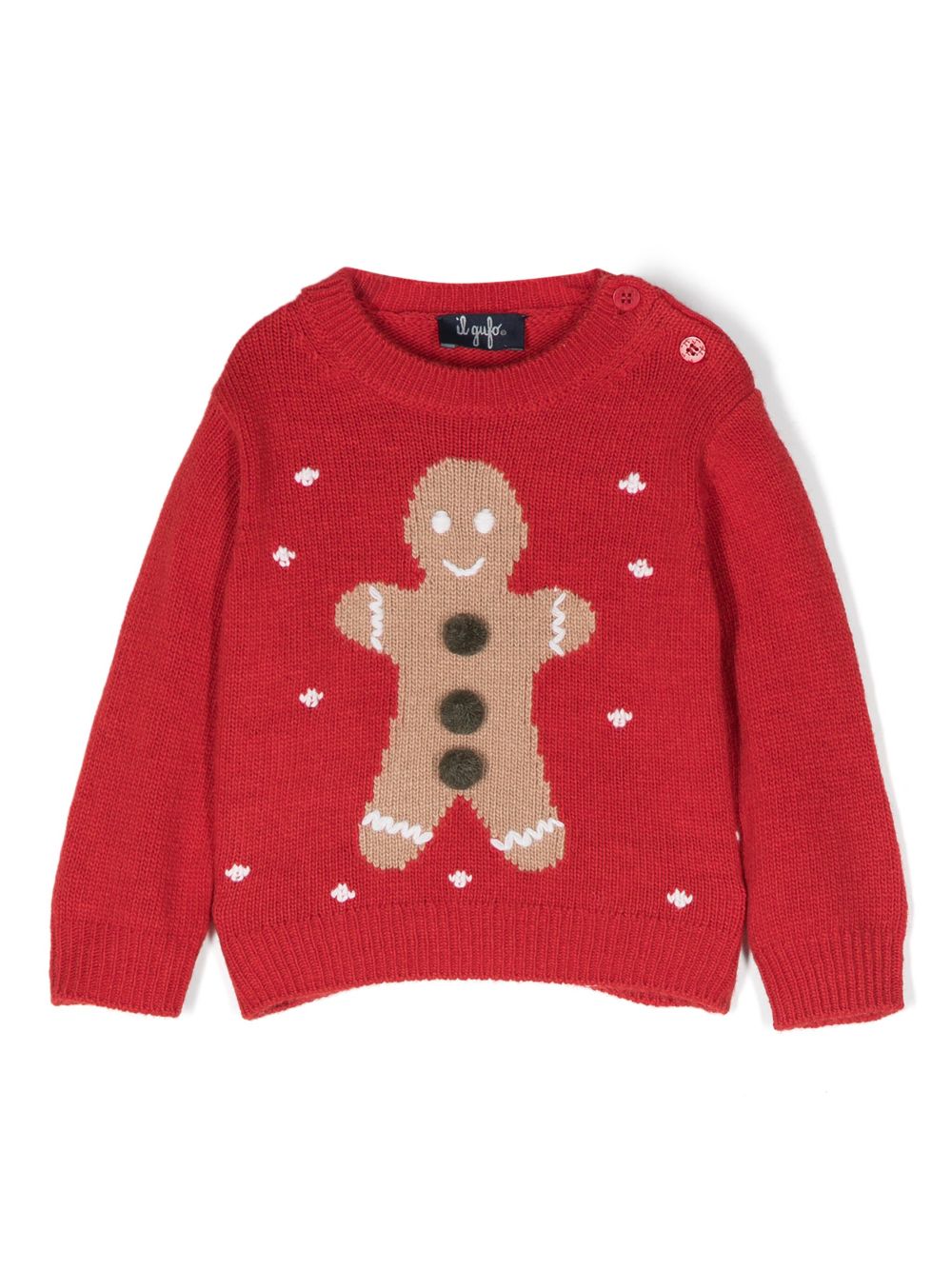 Il Gufo gingerbread-man intarsia-knit jumper - Red