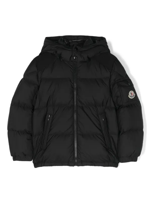 【関税込み】Moncler ブラック パデッド ダウンフーディ Moncler Enfant フーデッド パデッドジャケット | ブラック