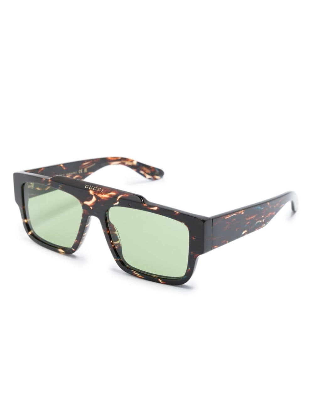 Shop Gucci Tortoiseshell-effect Square-frame Sunglasses In Brown