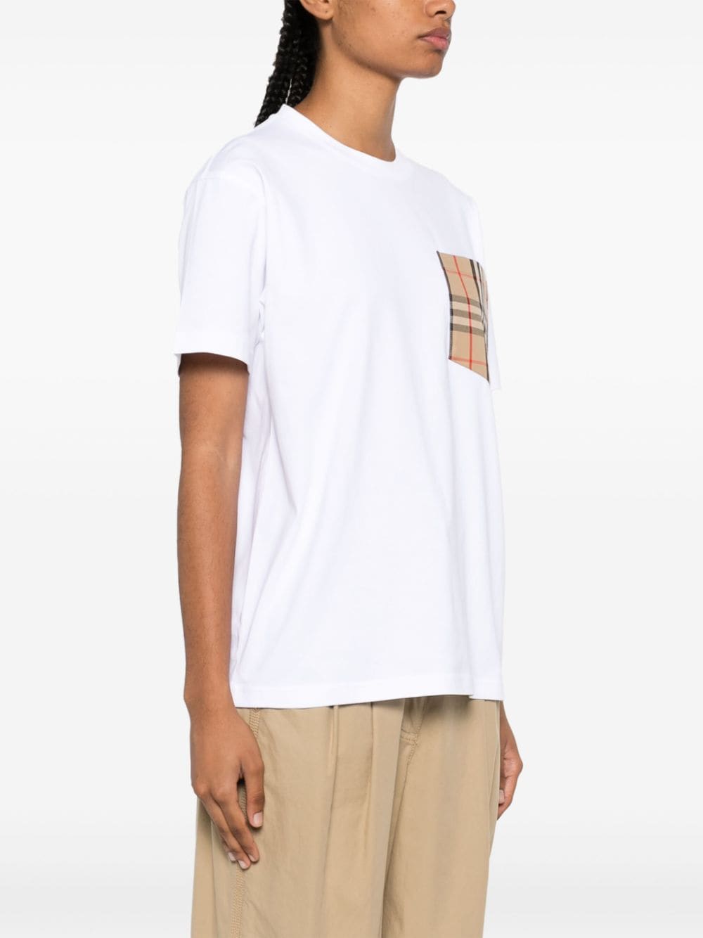 Shop Burberry Contrast-pocket Short-sleeve Cotton T-shirt In White