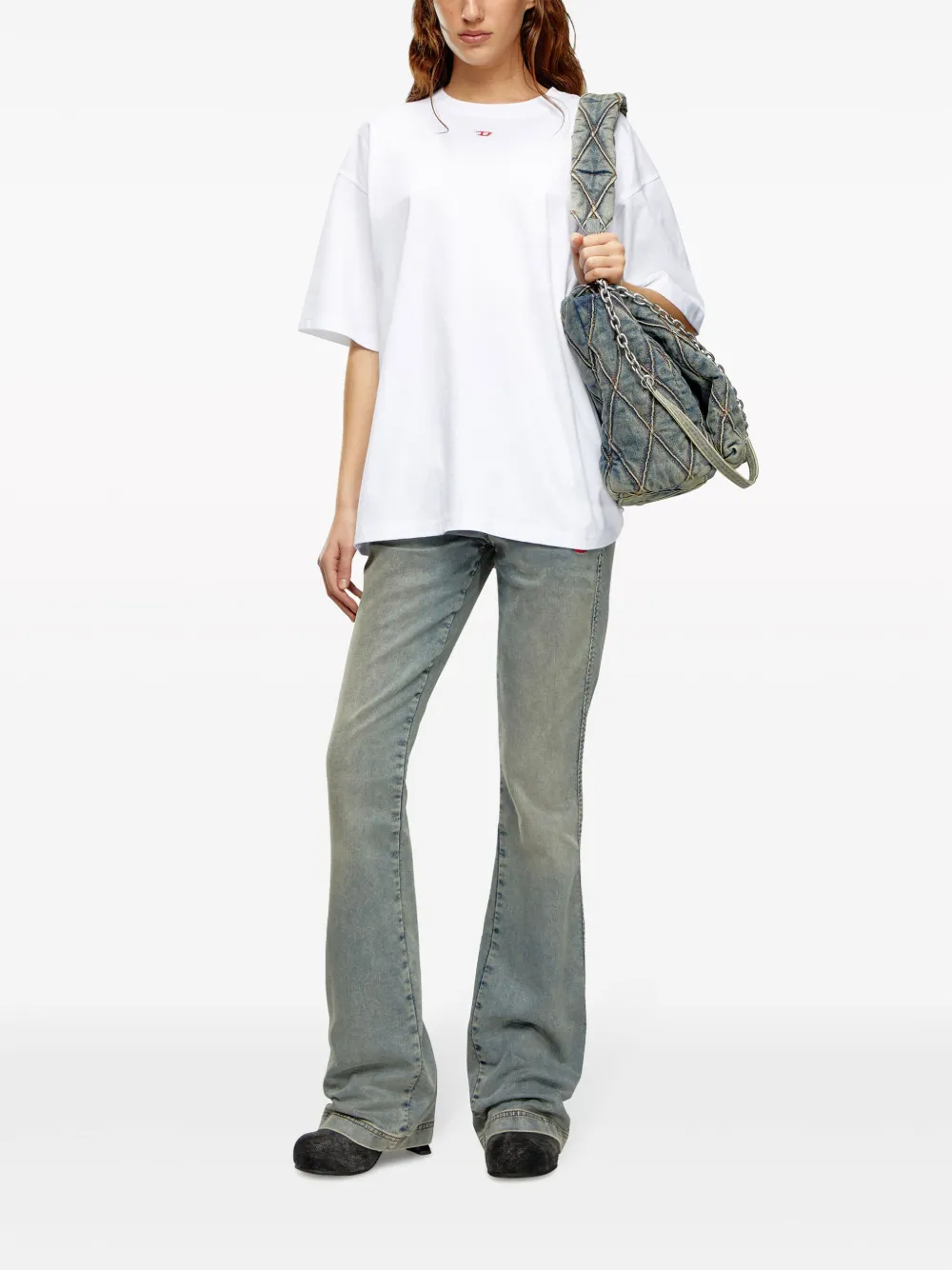 Diesel T-Boxt-D katoenen T-shirt met logopatch Wit