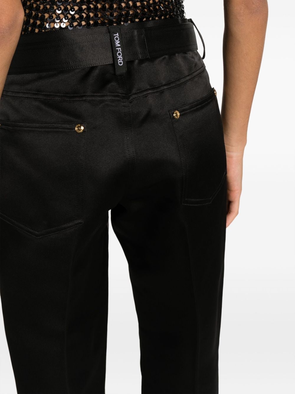 Shop Tom Ford Duchesse-satin Silk Boyfriend Trousers In Black
