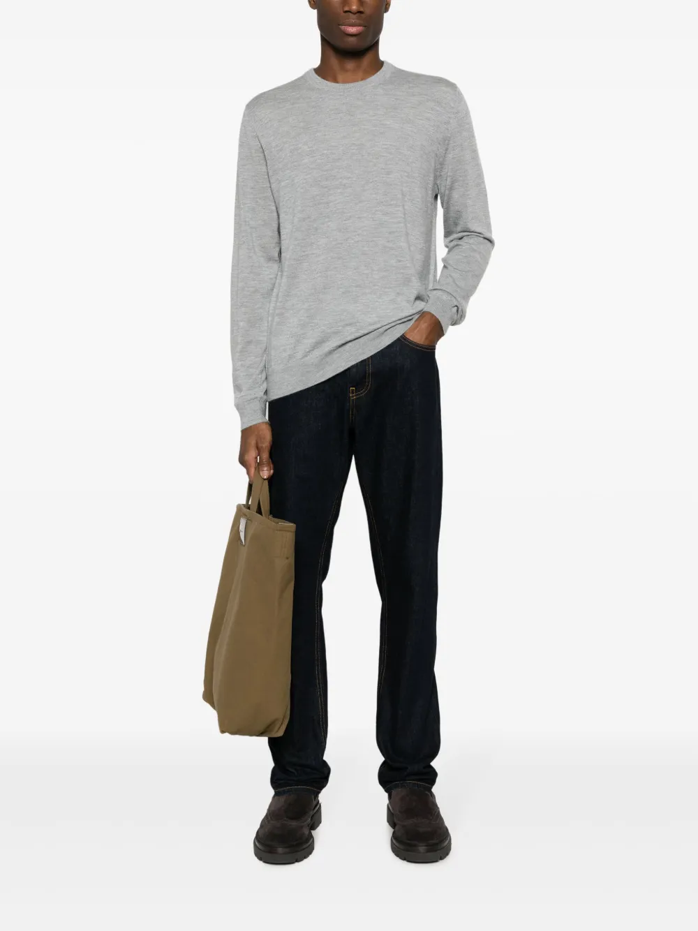 BOSS mélange-effect cashmere jumper - Grijs
