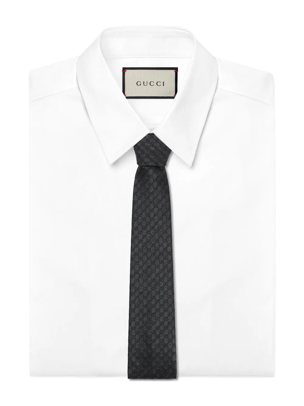 Gucci Interlocking G Silk Wool Jacquard Tie In Black