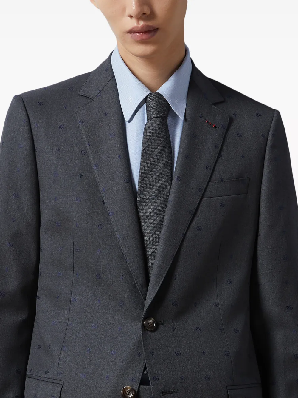 Gucci Interlocking G Silk Wool Jacquard Tie In Black