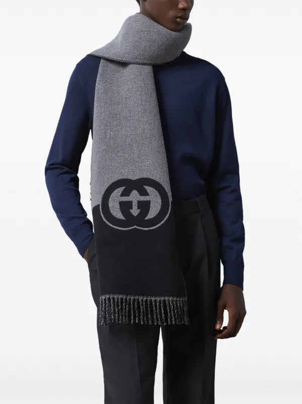 Gucci Wool Cashmere Scarf with Interlocking G