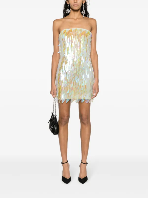 【関税込み】THE ATTICO Sequin dress The Attico sequin-embellished Mini Dress | Neutrals | FARFETCH