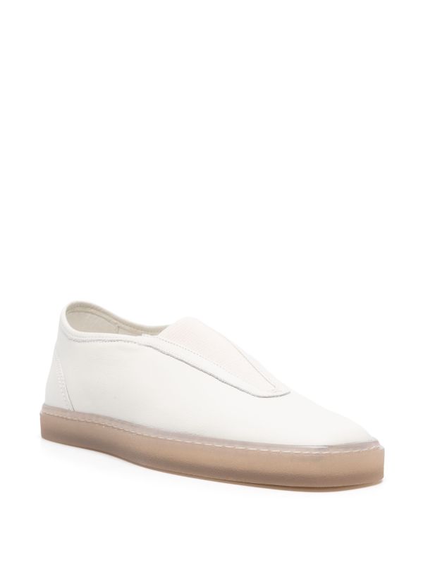 Ladies white leather on sale slip on trainers