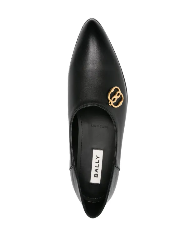 ★BALLY★エンブレム ロゴ装飾 バレリーナ プラットシューズ Bally Emblem フラットシューズ | ブラック | FARFETCH JP