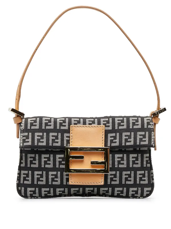 Fendi Pre-owned Zucchino Mamma Baguette Bag - Black