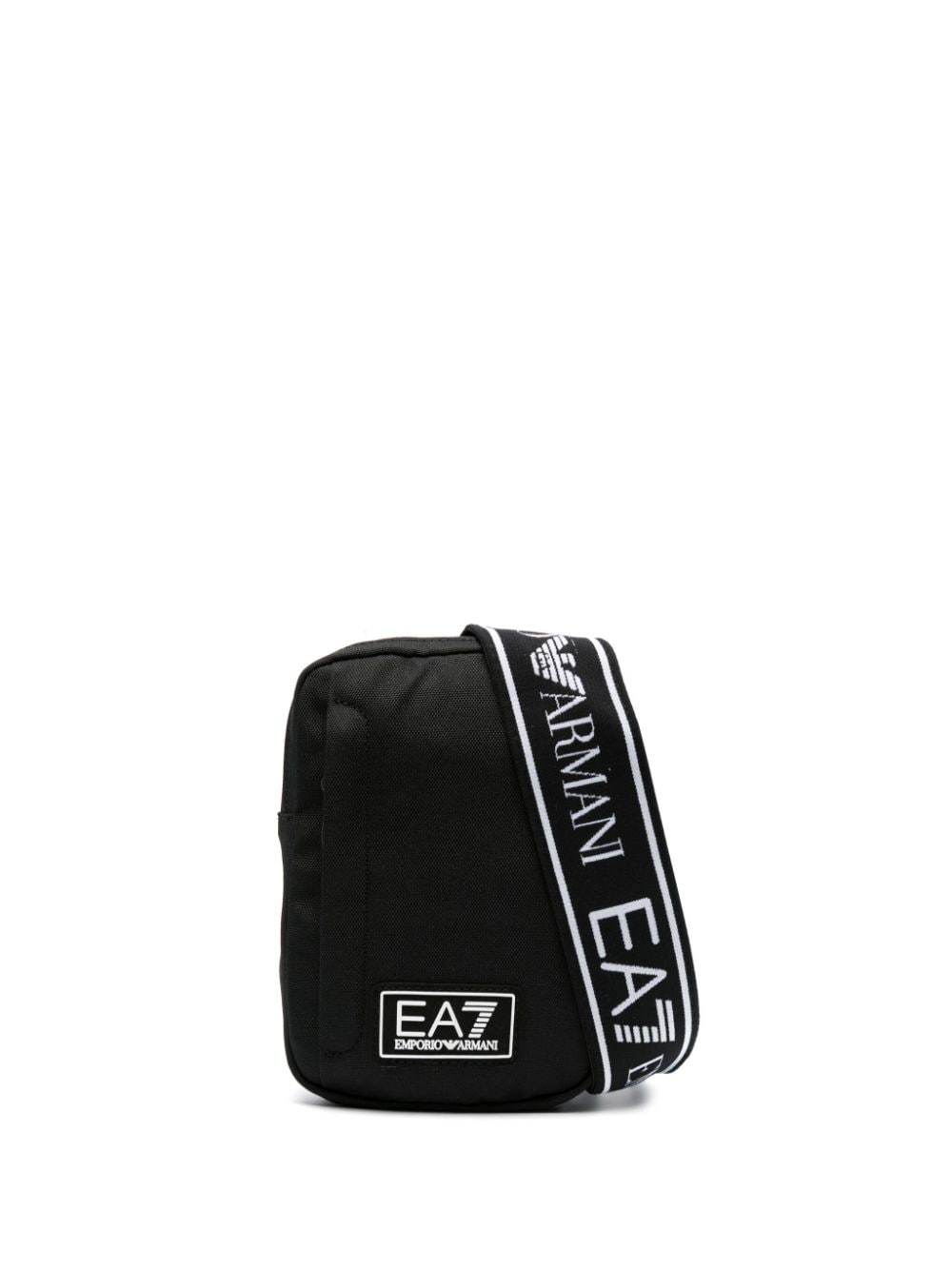 Ea7 Logo-patch Canvas Crossbody Bag In 黑色
