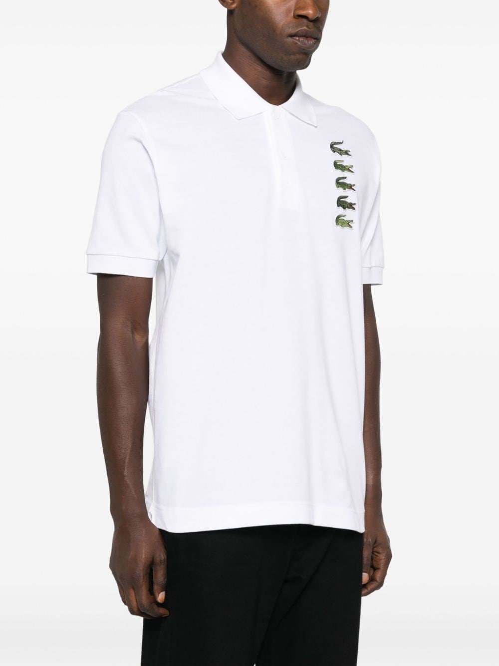 Shop Lacoste Logo-patches Cotton Polo Shirt In Weiss