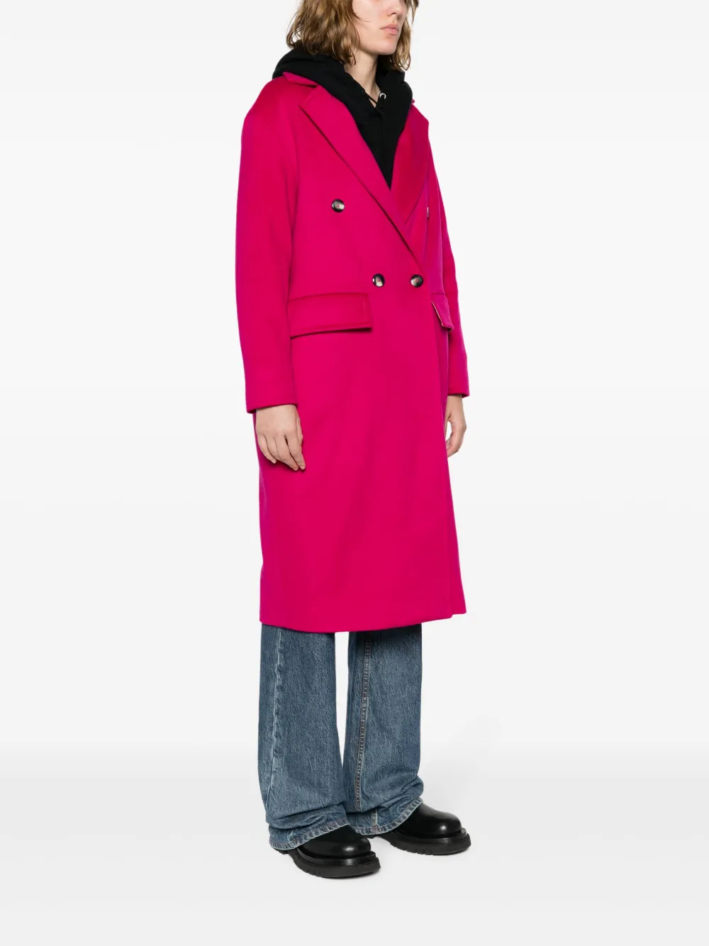 Herno Mantel met dubbele rij knopen Roze