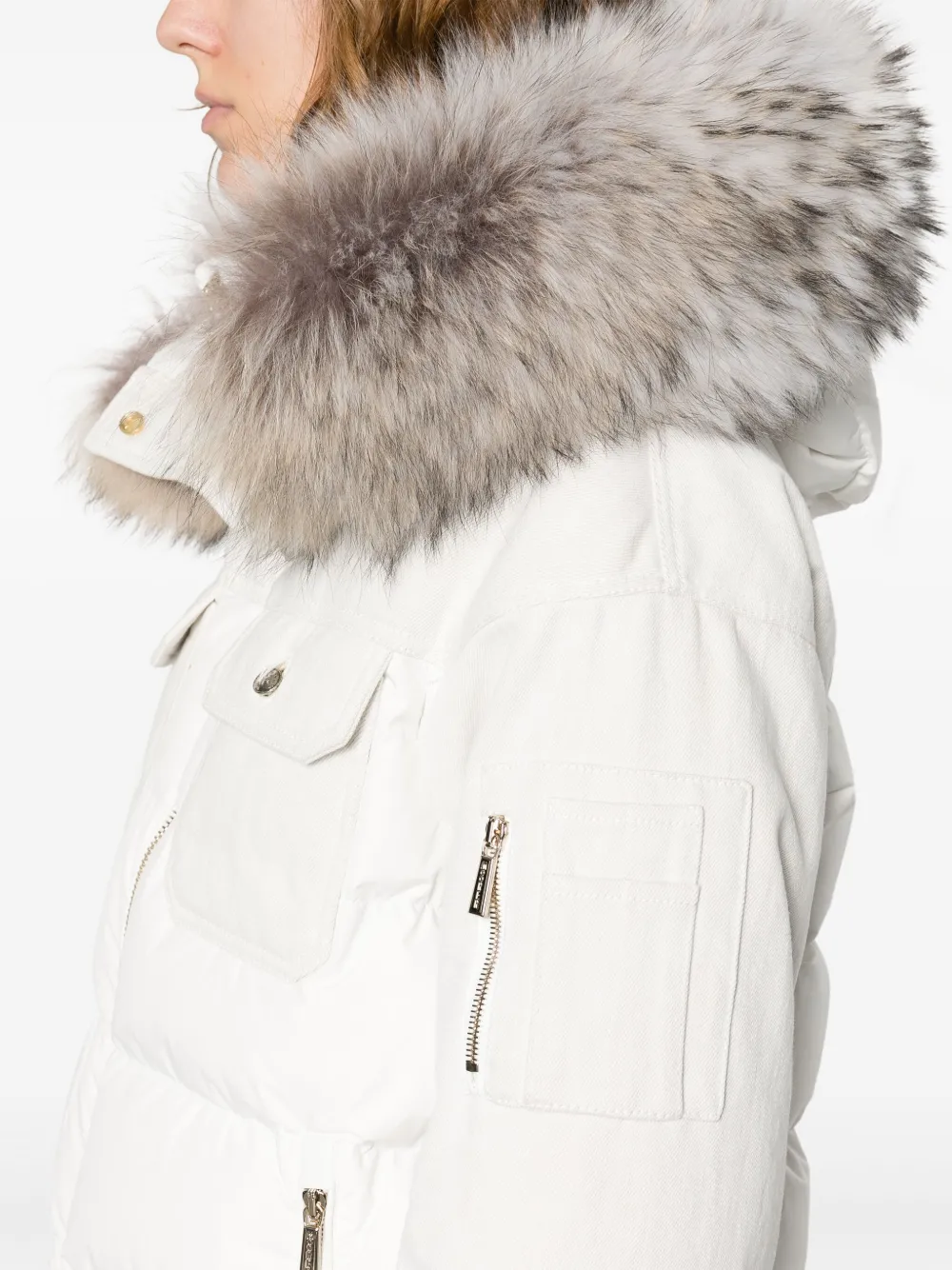 Moorer Donsjack met afneembare capuchon Beige