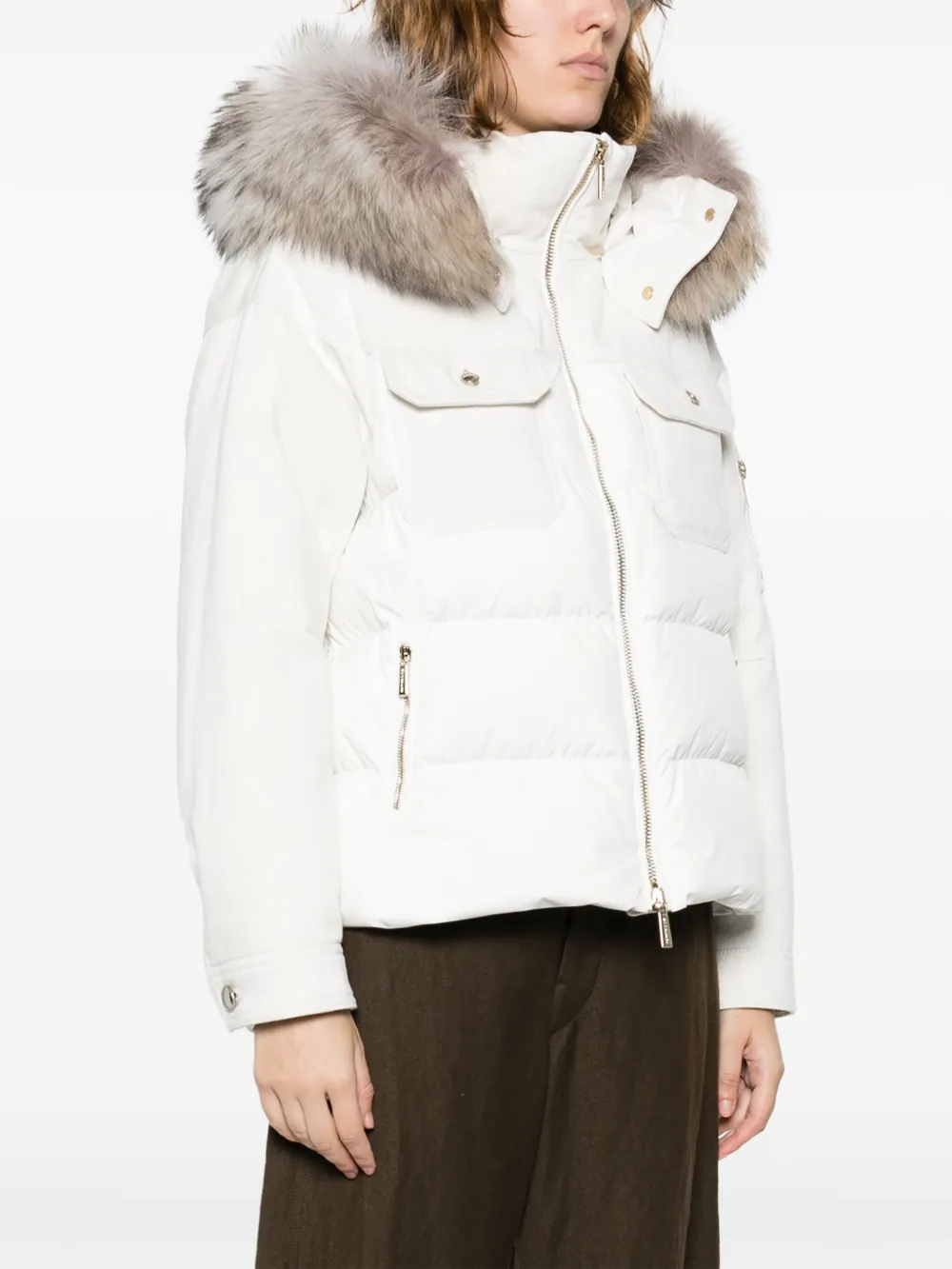 Moorer Donsjack met afneembare capuchon Beige