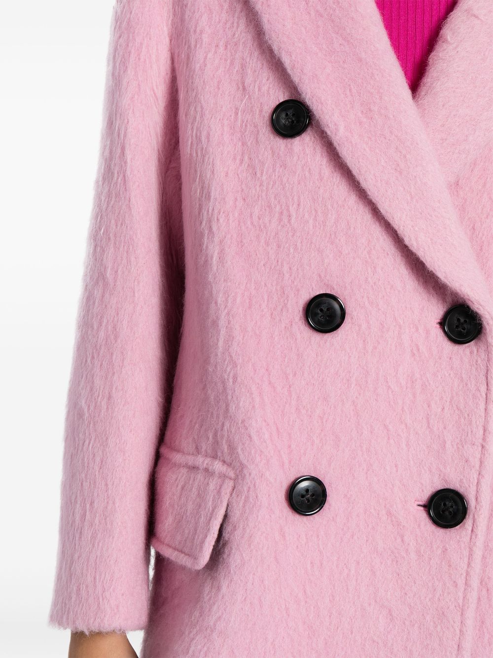 Shop Stand Studio Esme Brushed Double-breasted Coat In Pink