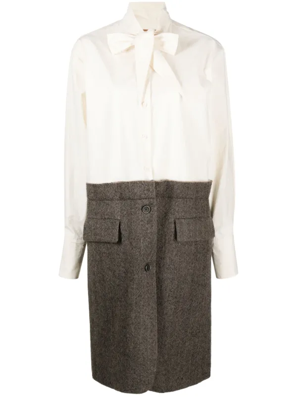 Uma Wang Vestido Camisero Midi Manga Larga Blanco FARFETCH PE