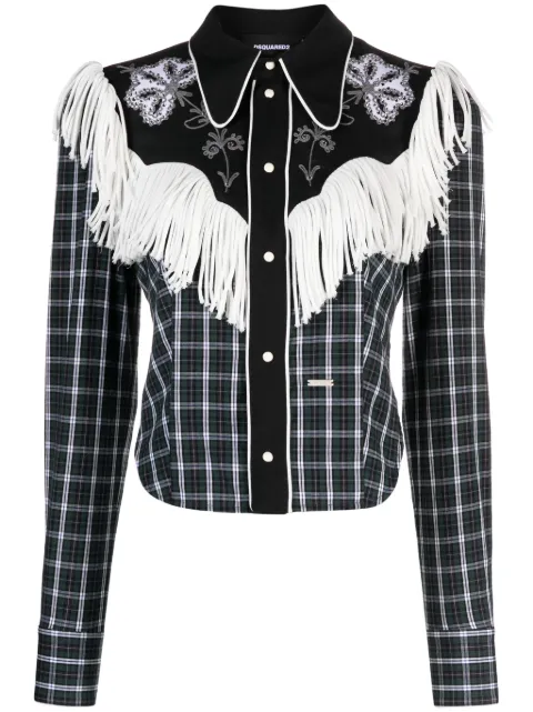 DSQUARED2 camisa estilo western con flecos