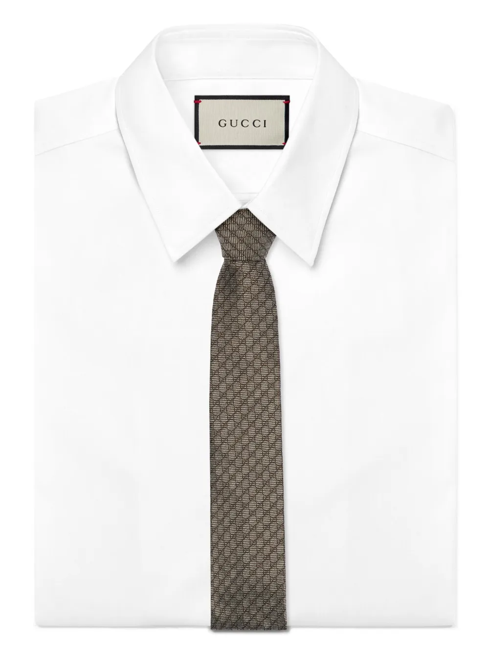 Gucci Interlocking G Silk-wool Tie In Neutrals