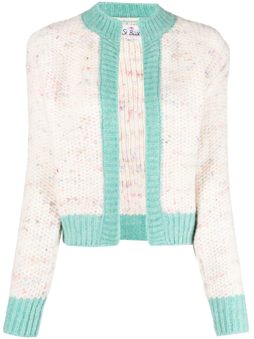 mélange-effect open-front cardigan