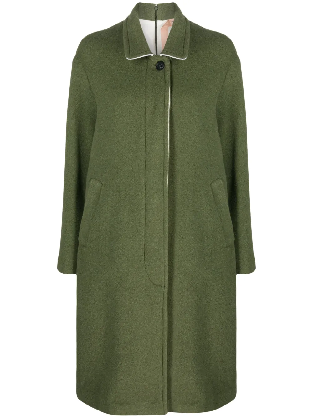 N°21 Classic-collar Single-breasted Coat In Green
