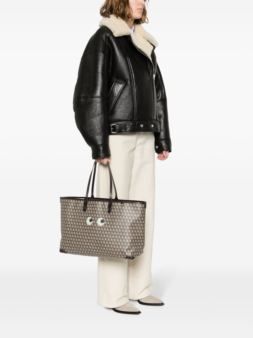 Anya Hindmarch slogan-print faux-leather tote bag - Bruin