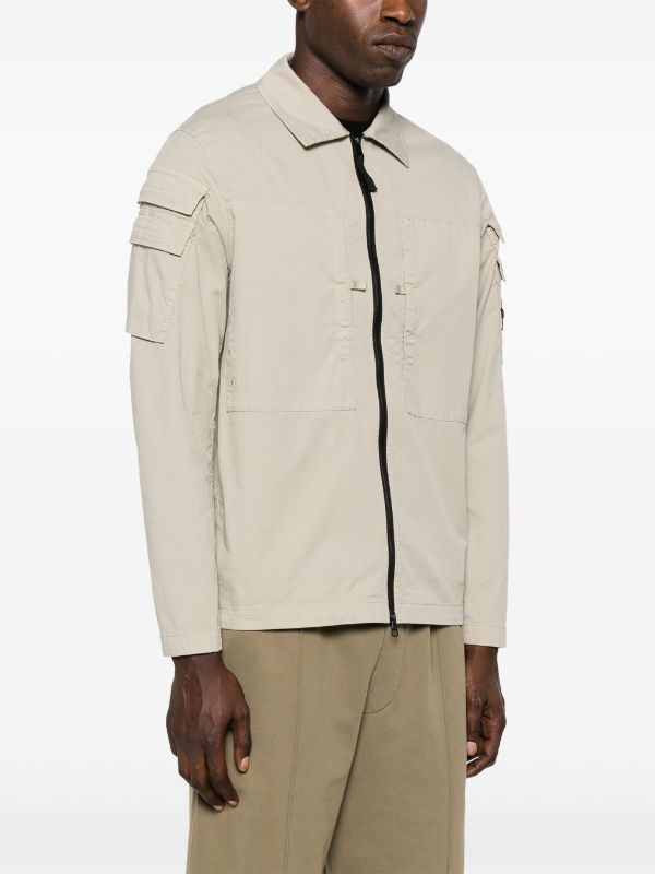 Stone island zip hot sale up shirt