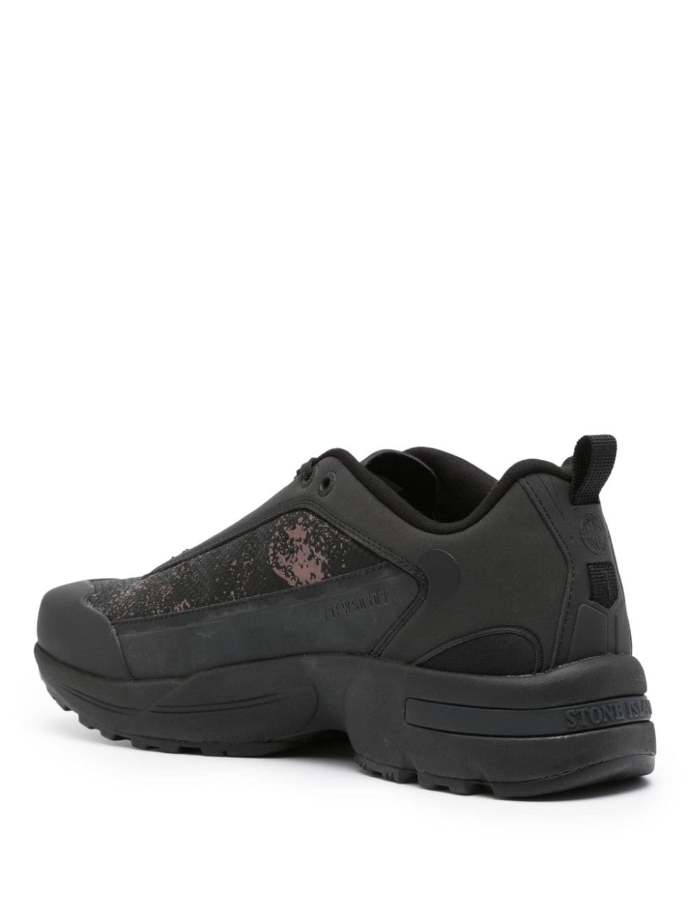 Shop Stone Island Grime Panelled Sneakers In Black