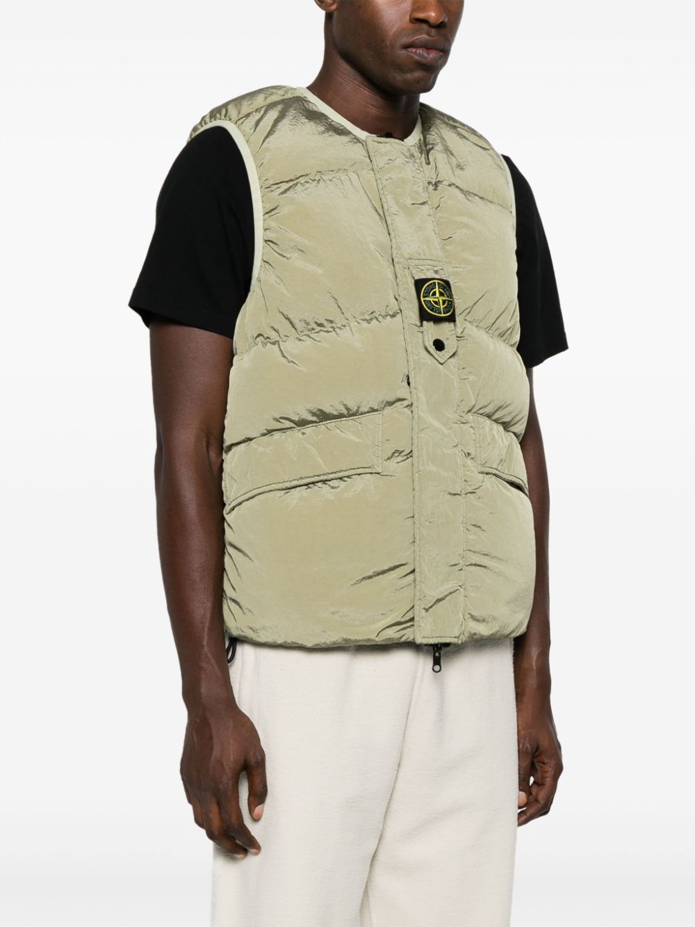 Shop Stone Island Reversible Quilted Gilet In Green