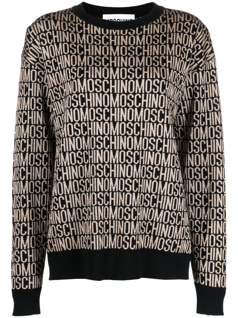 Shop Moschino Logo-jacquard Virgin Wool Jumper In Black