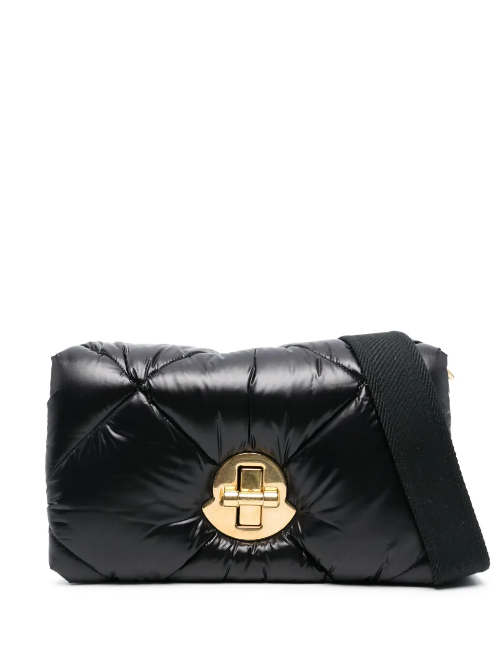 Shop Moncler Puf Logo-engraved Crossbody Bag In Black