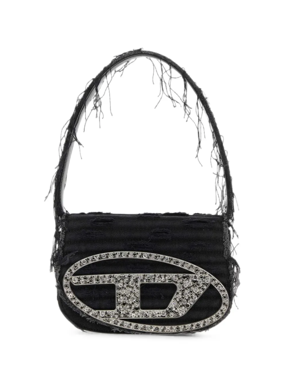 DIESEL 1DR ロゴプレート キャンバス ショルダーバッグ Diesel 1DR キャンバス ショルダーバッグ | ブラック | FARFETCH JP