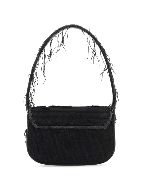 DIESEL 1DR ロゴプレート キャンバス ショルダーバッグ Diesel 1DR キャンバス ショルダーバッグ | ブラック | FARFETCH JP
