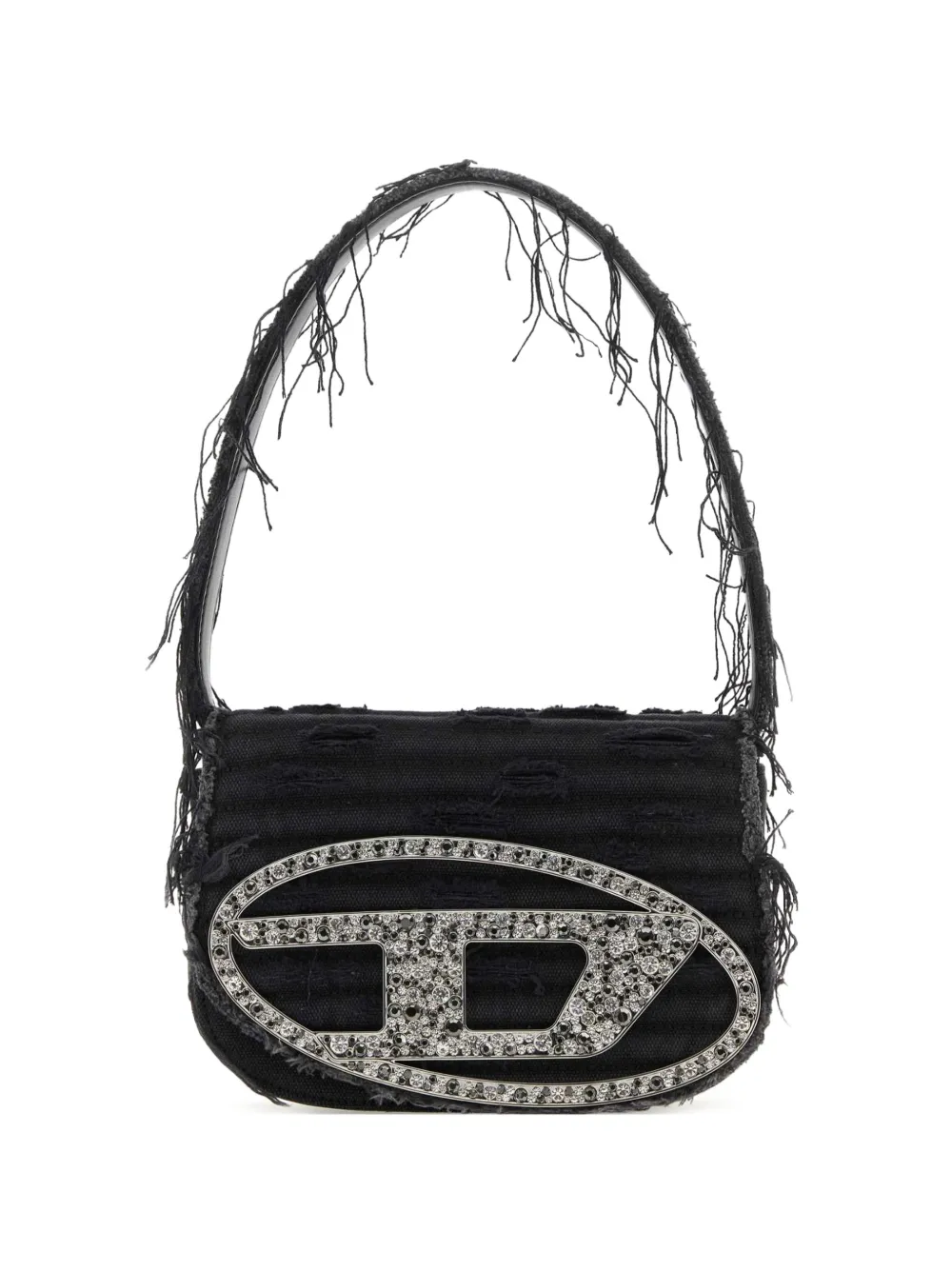 DIESEL 1DR ロゴプレート キャンバス ショルダーバッグ Diesel 1DR キャンバス ショルダーバッグ | ブラック | FARFETCH JP