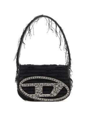 Diesel ロゴチャーム キルティング デニムバッグ S | ブラック
