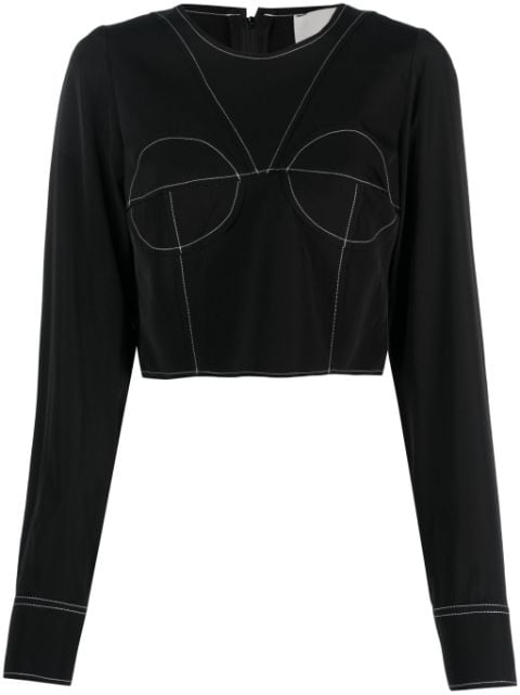 Róhe contrast-stitching long-sleeve top