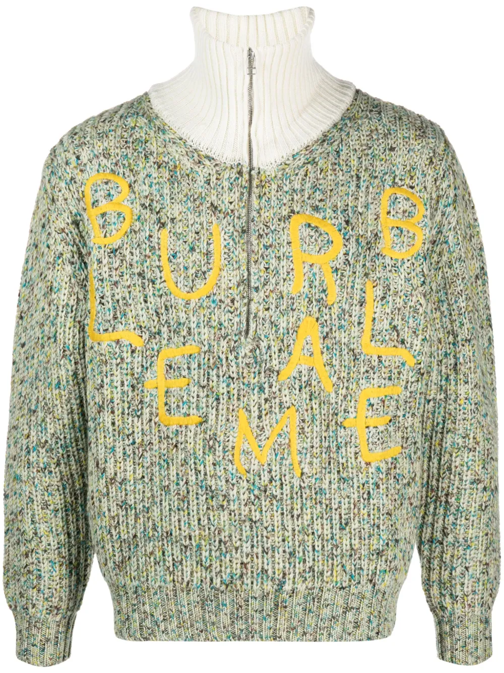 Shop Bluemarble Logo-embroidered Half-zip Jumper In Green